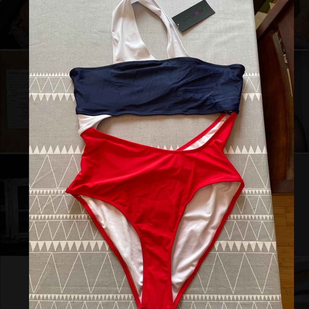 Red White and Blue One Piece Swimsuit